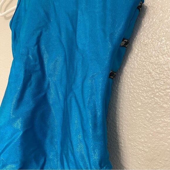 Satara Leos gymnastics tank practice aqua teal blue child MC 8-l0 - Picture 5 of 6